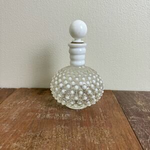 Fenton Glass Wrisley Hobnail Opalescent White Perfume‎ Cologne Bottle